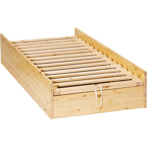 Möbelstar 379G - natúr fenyő ágykeret gázrugós ágyneműtartóval 90x200 cm