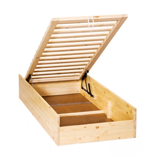 Möbelstar 329G - plain pine bed frame with gas spring storage 90x200 cm