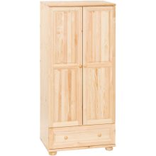 Möbelstar 225 - 2 ajtós 1 fiókos natúr fenyő szekrény (válaszfalas)
