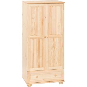  Möbelstar 225 - 2 ajtós 1 fiókos natúr fenyő szekrény (válaszfalas)