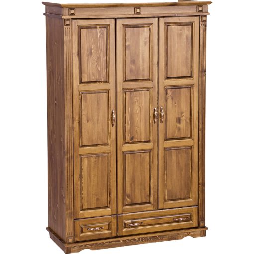 Möbelstar CLA 232 - 3 door 2 drawer stained pine wardrobe (with divider)