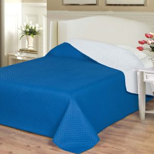   Naturtex Emily microfiber ágytakaró - fehér-kék kockás 235x250 cm