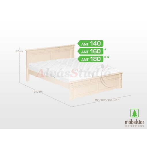 Möbelstar ANT 140 - antik festett fenyő ágykeret 140x200 cm