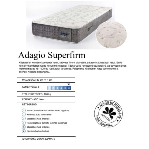 Rottex Allegro Adagio GT Super Firm matrac 160x200 cm